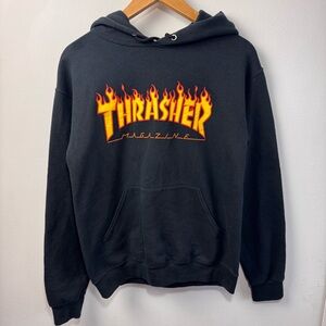Thrasher Flame Logo Hoodie Black Size Small Skate Streetwear